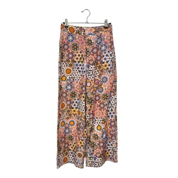 Anthropologie Sz 6 multicolored festival Wide Leg Pants 25” inseam - Picture 6 of 7